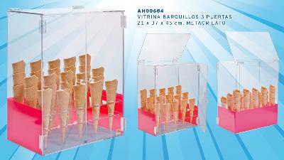 VITRINA BARQUILLOS 3 PUERTAS 21X37X45 1 UN